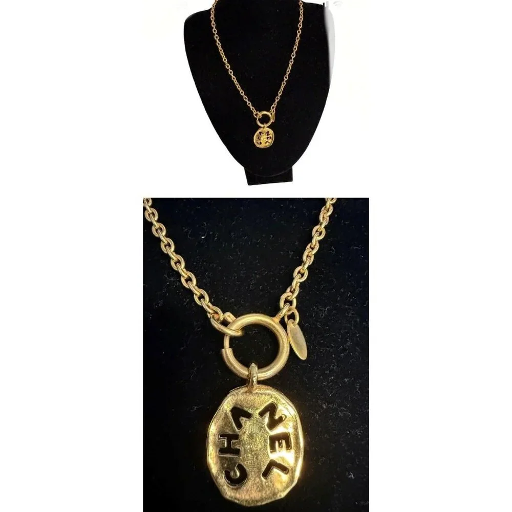 Vintage Chanel Necklace 1980's Gold Plated CHANEL Pendant